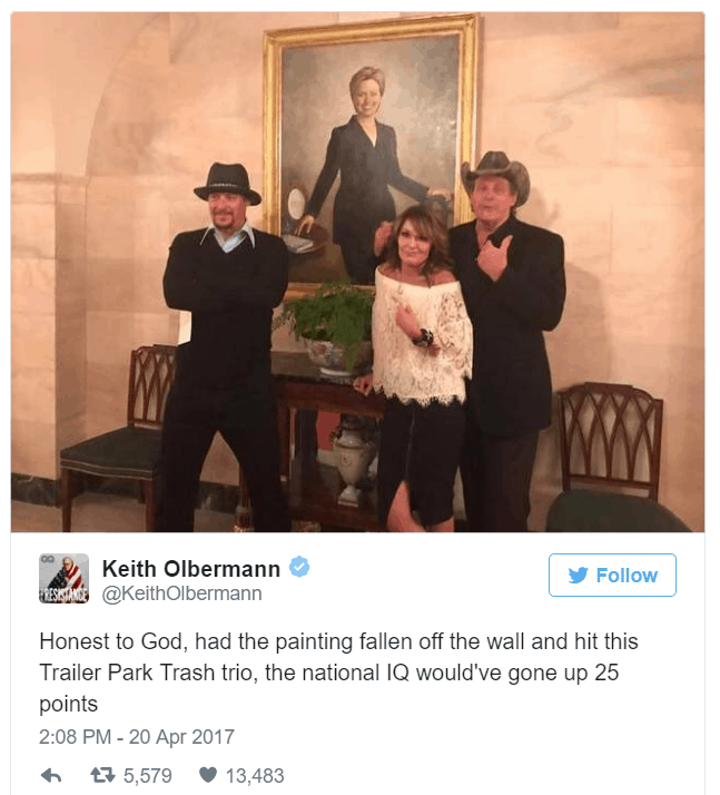 Controversial tweet by GQ's anti-Trump shock jock Keith Olbermann.