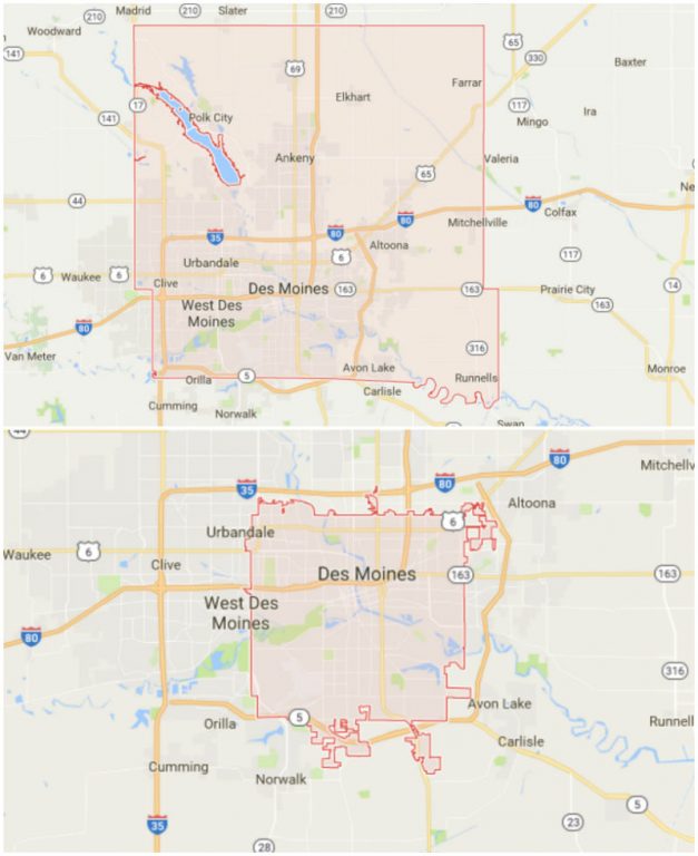 DesMoinesPolkMapCreditsGoogleMapsDailyBusienssNews