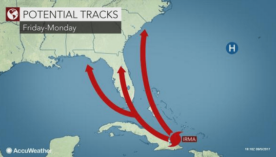 IrmaPossiblePathsCreditAccuWeatherDailyBusinessNews