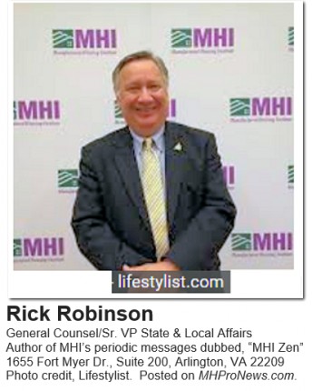 RickRobinsonManufacturedHousingInstitueMHILogoAuthorWritMandamusSVPMHICreditLifeStylistCollageMHProNews