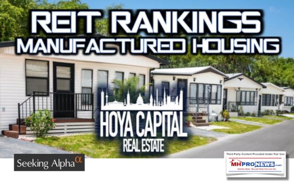 REITRankingManufacturedHousingHoyaCapitalRealEstateSeekingAlphaManufacturedHomeDailyBusinessNewsMHProNews