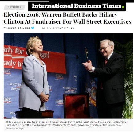 IBTInternationalBusinessTimesWarrenBuffettHillaryClintonDailyBusinessNewsMHProNews