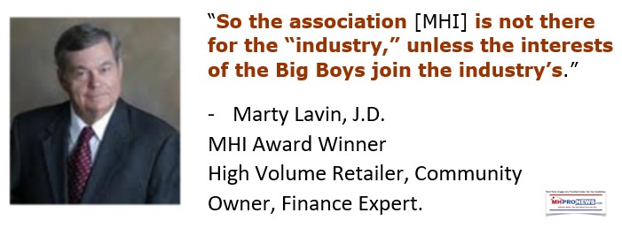 SoTheAssociationMHIIsNotThereFortheIndustryUnlesstheinterestsoftheBigBoysJointheIndustry'sMartyLavinMHIAwardWinnerQuoteMHProNews