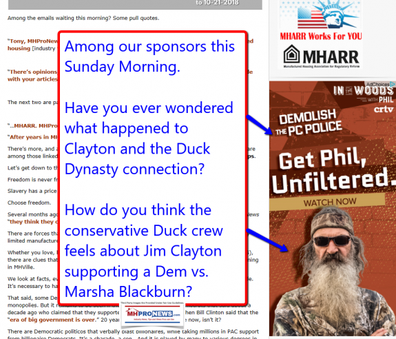 AmongOurSponsorsSundayMorningPhilRobertsonDuckDynastyClaytonHomesDailyBusinessNewsMHProNews