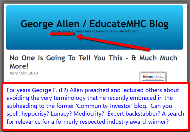 GeorgeFAllenPhotoEducateMHCMobileHomeLandLeaseCommunityAdvocateExpertLogoManufacturedHousingMHProNews