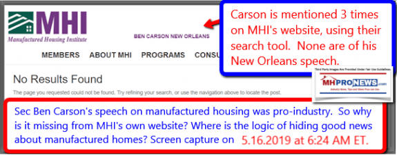 HUDSecretaryBenCarsonManufacturedHousingInstituteLogoMHILogoMHISiteSearchMHProNews-575x232