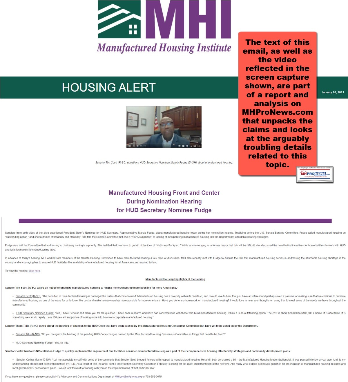 SenatorTimScottRepMarciaFudgeMHIemailMembers1.28.2021ManufacturedHousingInstituteMHProNewsFactCheckAnalysisCommentary