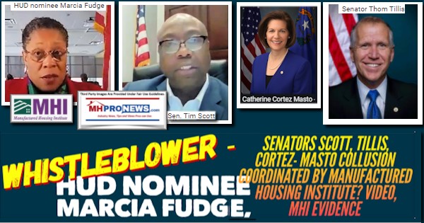 WhistleblowerHUDNomineeMarciaFudgeSenatorsScottTillisCortezMastoPhotosCollusionCoordinatedManufacturedHousingInstituteLOGOVideoMHILOGOEvidenceMHProNewsLogo1