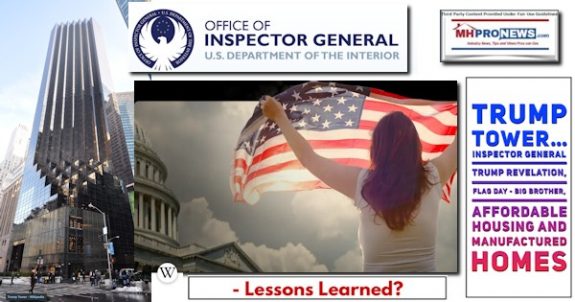 TrumpTowerFlagDaysOfficeInspectorGeneralUSInteriorLogoTrumpRevelationBigBrotherAffordableHousingManufacturedHomesMHProNews