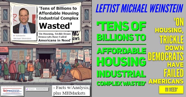 LeftistMichaelWeinsteinTensOfBillionsToAffordableHousingIndustrialComplexWastedOnHousingTrickleDownDemocratsHaveFailedAmericansInNeedFactswAnalysisPlusMHMarketsMHProNews