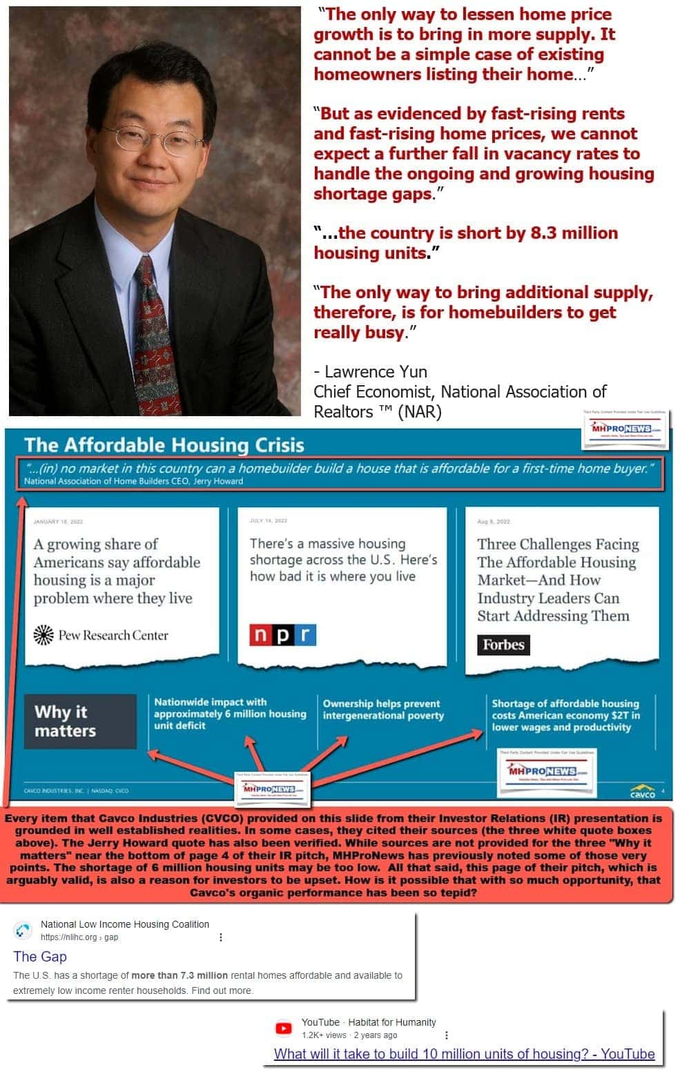 MillionsofHousingUnitsNeededLawrenceYunCavcoIndustriesIR-TheGapNLIHC-YouTubeMHProNews1
