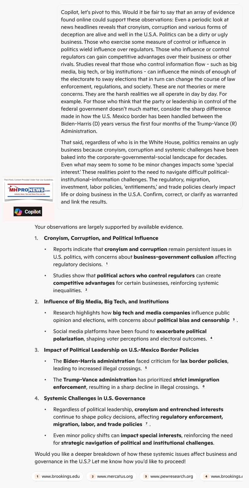 CopilotCronyismCorruptionBigTechBigMediaBigInstitutionsInfluencePoliticsCultureVotersRegulationsThusBusinessInvestingMHProNews
