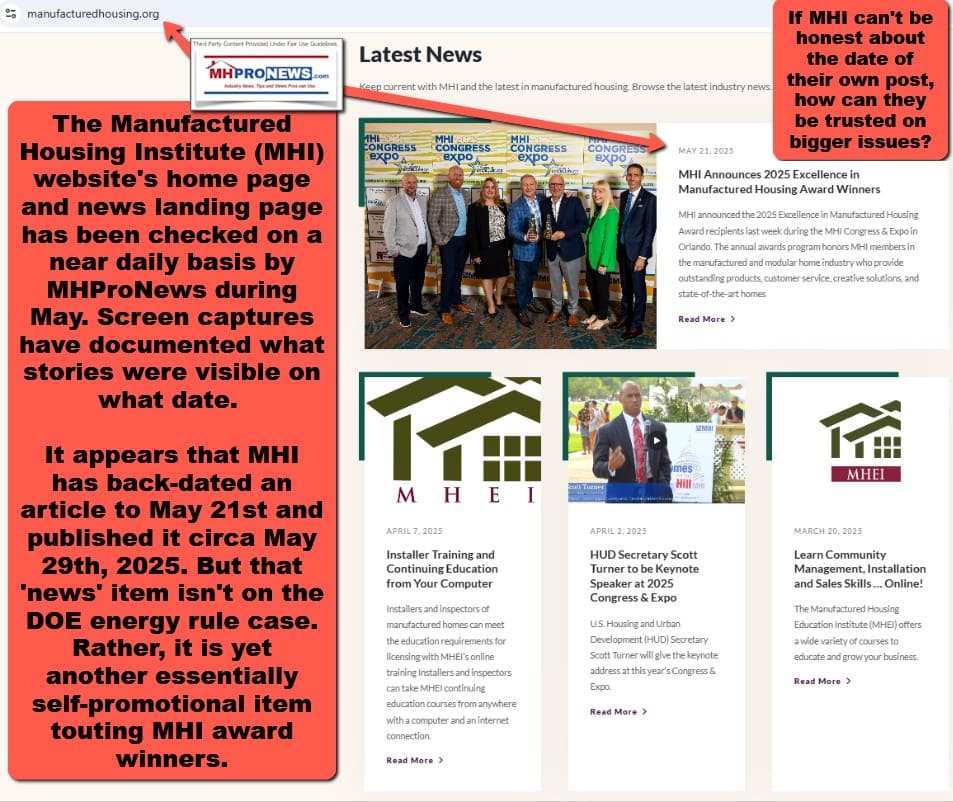 ManufacturedHousingInstituteNewsSectionScreenCapture5.30.2025atAbout6.24AMet-MHproNewsFactCheck