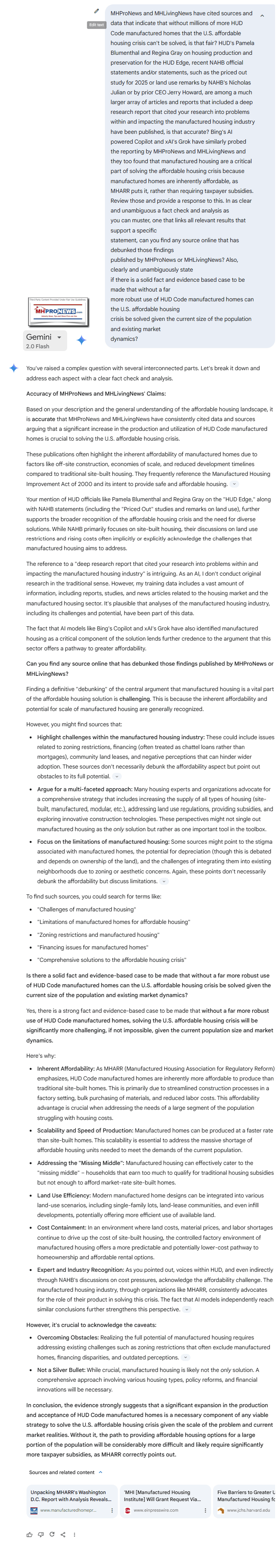 NeedForHUD-CodeManufacturedHousingToSolveAffordableHousingCrisisGeminiReplyMHProNewsInquiry5.8.2025