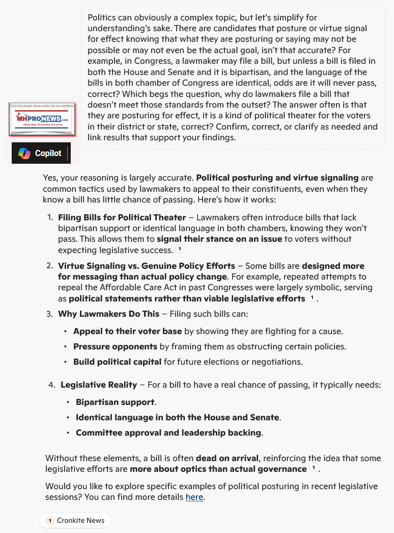 PosturingForEffectVirtueSignalingProposingBillThatHasLittleChanceOfPassageForPoliticalEffectPoliticalTheaterCopilotMHProNews