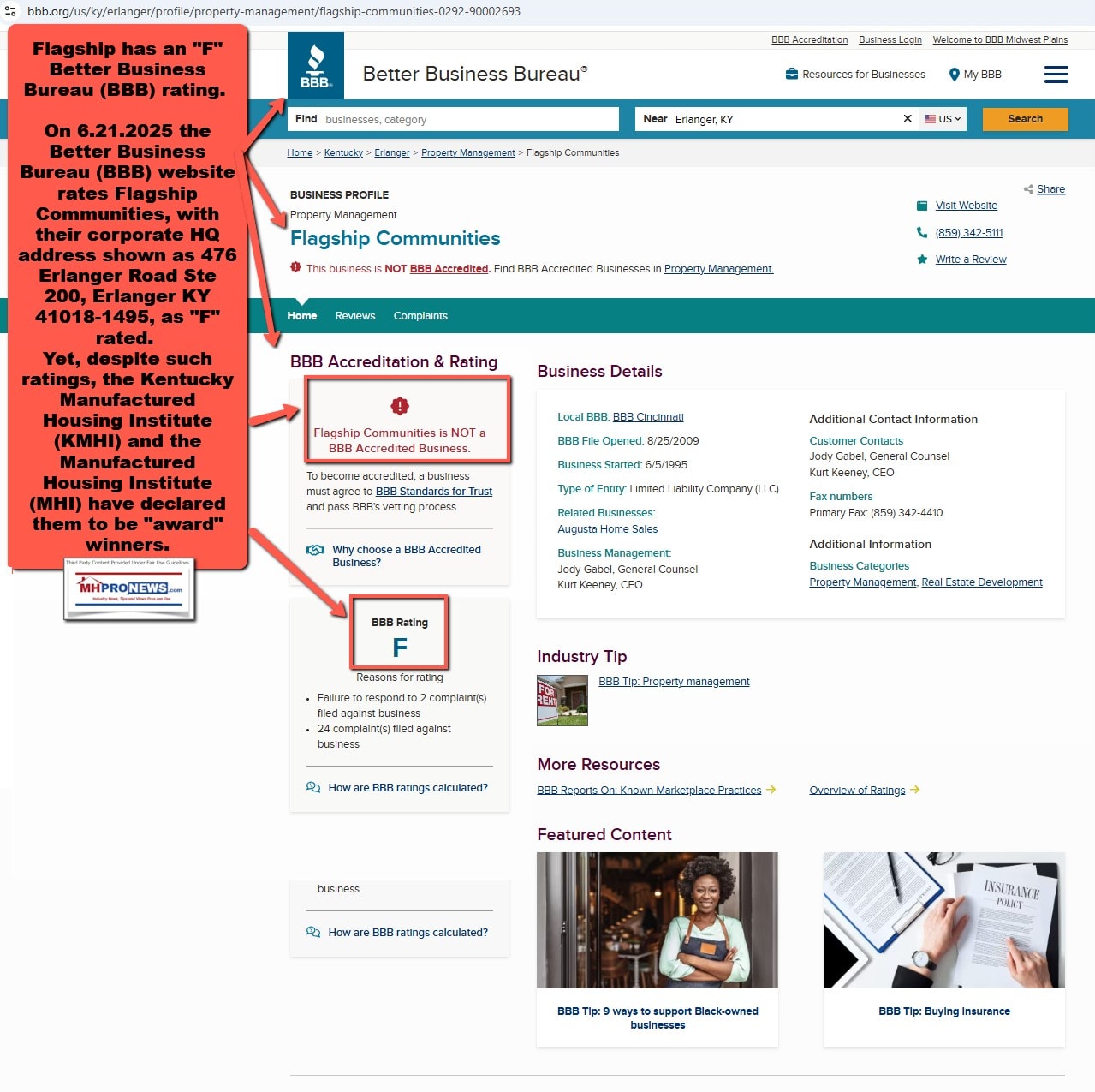 BetterBusinessBureauBBB-F-RatingFlagshipCommunitiesREIT-ScreenCapture6.40AMet-6.21.2025'MobileHomeParks'-ManufacturedHomeCommunitiesMHProNewsFEA
