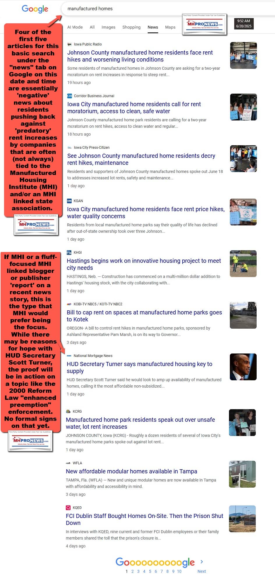 ManufacturedHomeGoogleNewsCheckHUD-SecretaryTurnerOnManufacturedHomes6.20.2025MHProNews