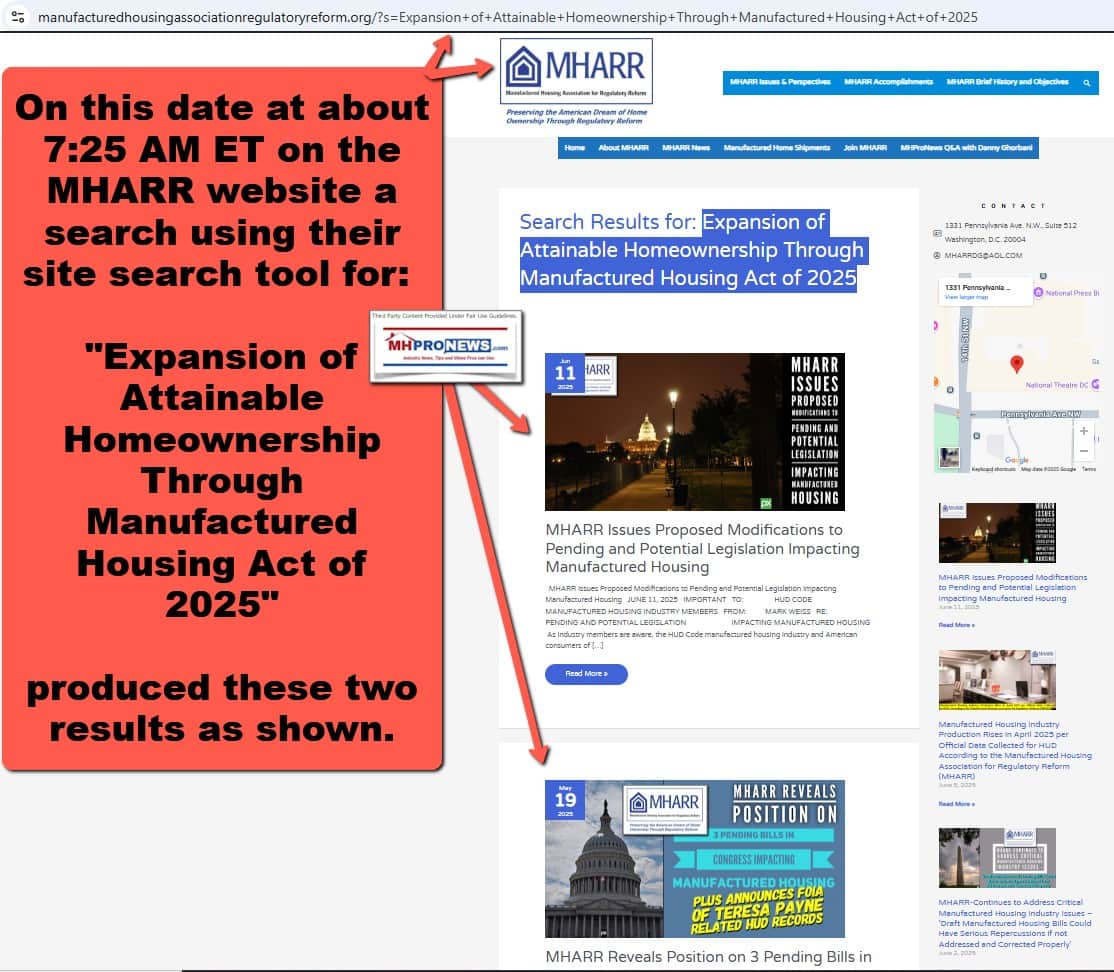 ManufacturedHousingAssocForRegulatoryReformMHARRon 'Expansion of Attainable Homeownership Through Manufactured Housing Act of 2025' MHProNews Fact Check