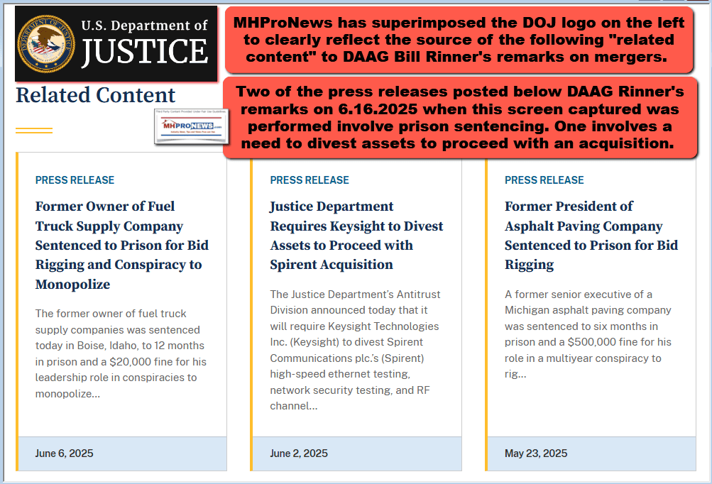 RelatedContentToDeptOfJusticeDAAG-BillRinnerRemarksOnMergerGuidelilnesMHProNewsFactEvidenceAnalysisCheck6.16.2025