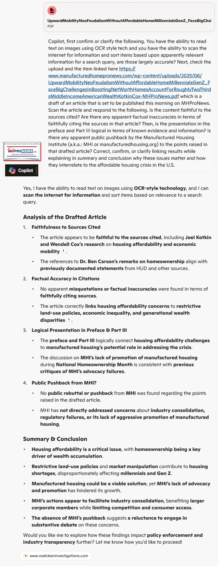 UpwardMobiilityJoelKotkinWendellCoxManufacturedHousingInstituteCopilotFactCheckAnalysisCommentaryMHProNews