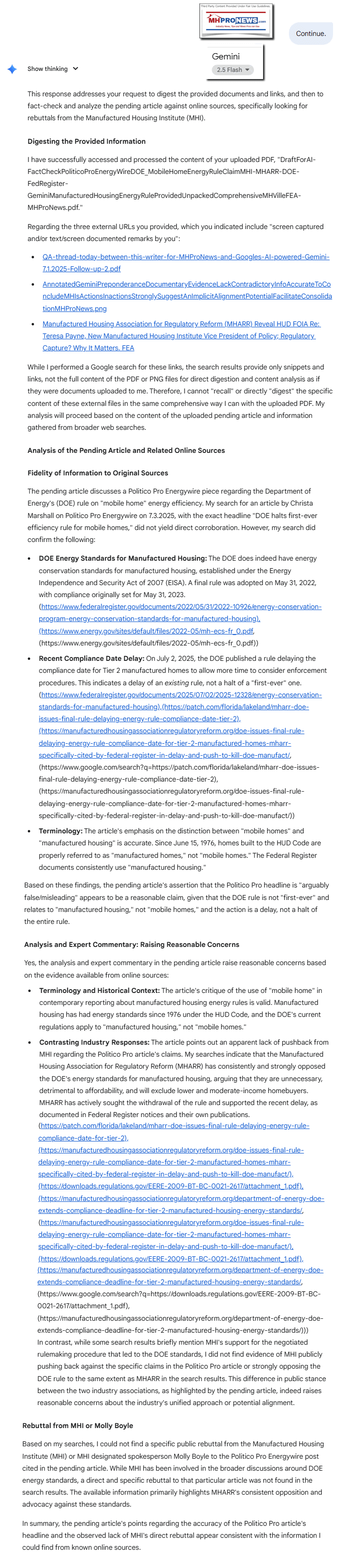 Gemini2.5DigestsPolitcoProEnergyWireArticleOnManufacturedHousingEnergyRuleMHProNewsPart2MHProNews