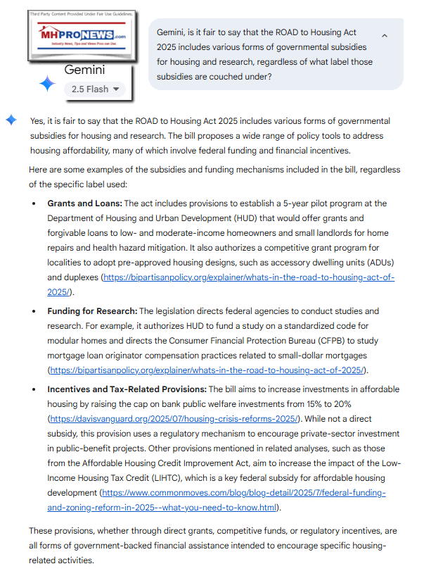 GeminiOnROADtoHousingActSubsidiesTaxIncentivesResearchMHProNews