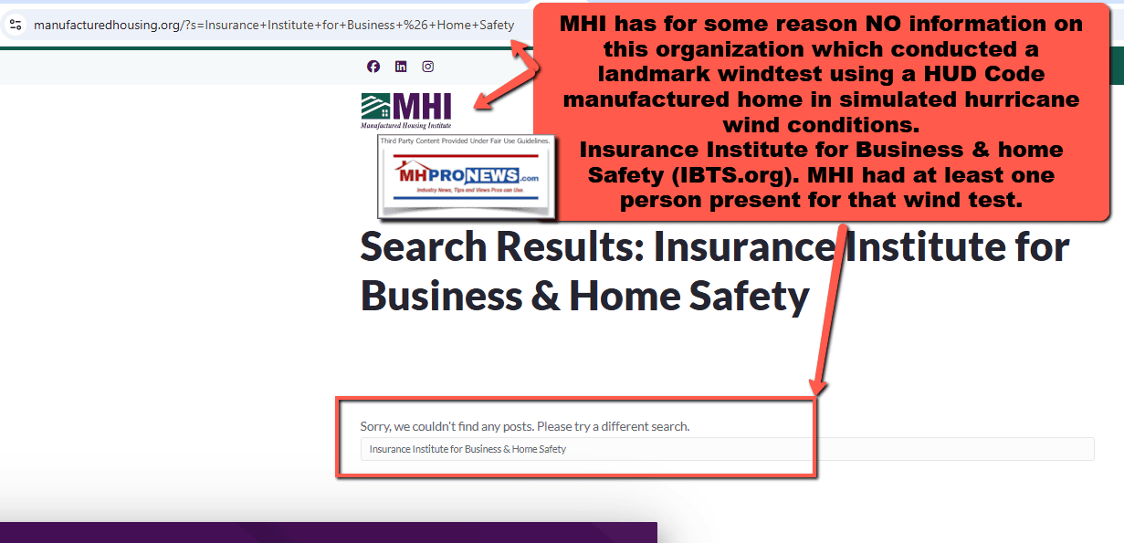 InsuranceInstituteForBusinessHomeSafetyIBHS.orgMHProNewsFactCheckNO-IBTShurricanelevelwindTestOnManufacturedHousingInstituteWebsiteMHProNews