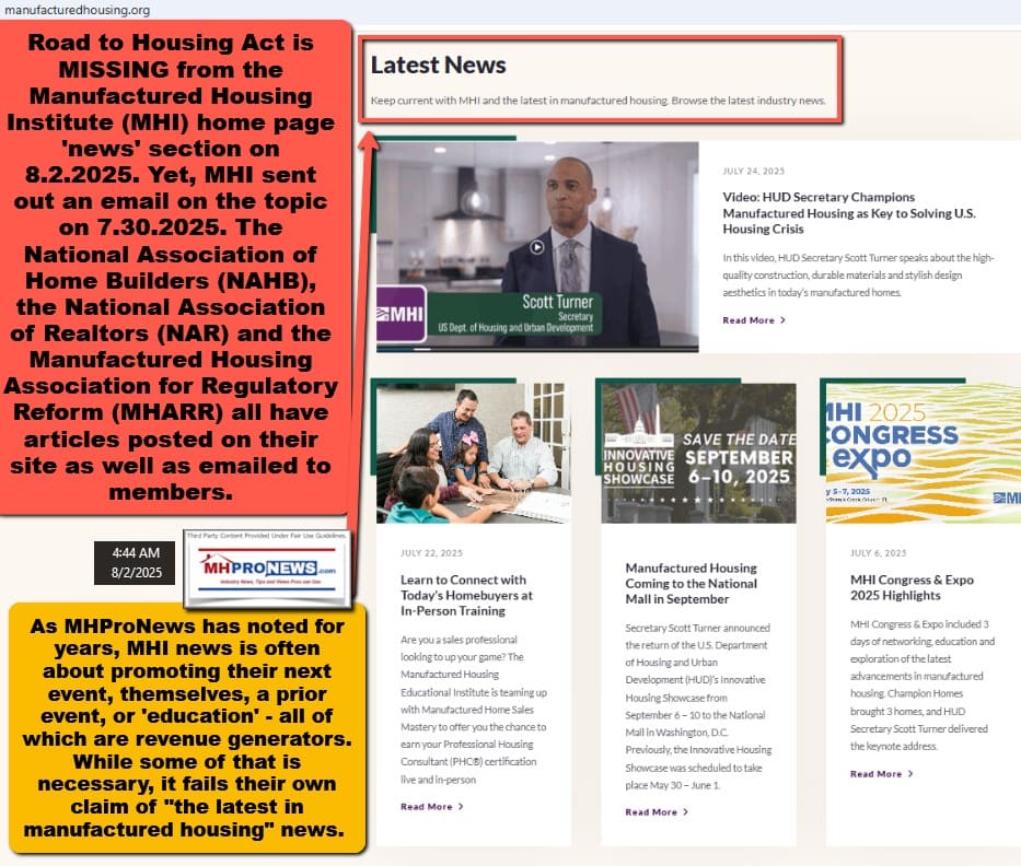 ManufacturedHousingInstituteHomePageNewsMHProNewsFactCheckMissingROADtoHousingPassingSenateAnnoucement
