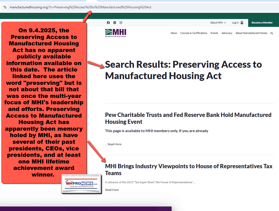 PreservingAccessToManufacturedHousingActManufacturedHousingInstituteWebsiteMHProNews