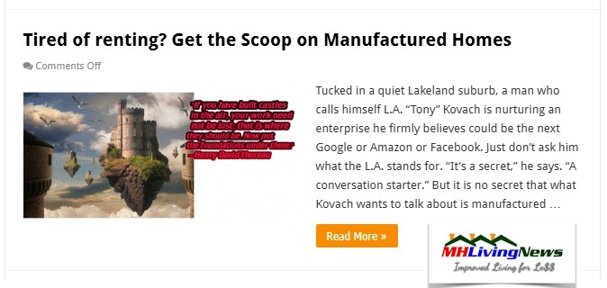 TiredOfRentingGetTheScoopOnManufacturedHousingJanHollingsworthMHProNews