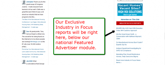 Sign up for our Free --> Industry In Focuse reports. <---  No one else has them, excluisve with MHProNews.com