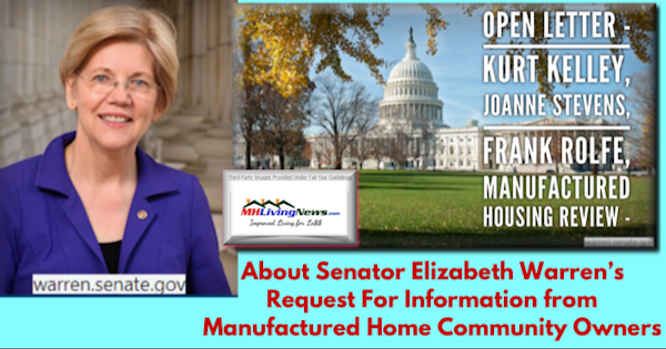 OpenLetterKurtKelleyJoanneStevensFrankRolfeManufacturedHousingReviewSenatorWarrenRequestInformationManufacturedHomeCommunityOwnersMHLivingNewsTonyKovach