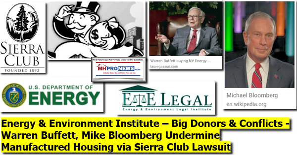 SierraClubDeptEnergyE+ELegalInstituteLogoWarrenBuffettMichaelBloombergPhotoManufacturedHomeProNews