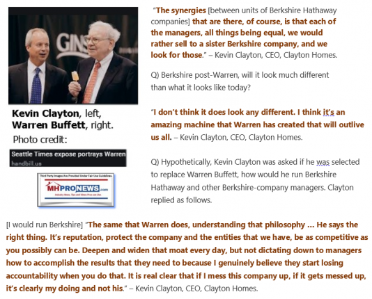 KevinClaytonQuotesOnWarrenBuffettBerkshireHathawayClaytonHomesSynergiesManufacturedHomeProNews