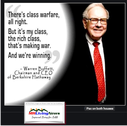 WarrenBuffettClassWarfareAllRightMyClassRichClassMakingWarWereWinningQuoteManufacturedHomeLivingNEws