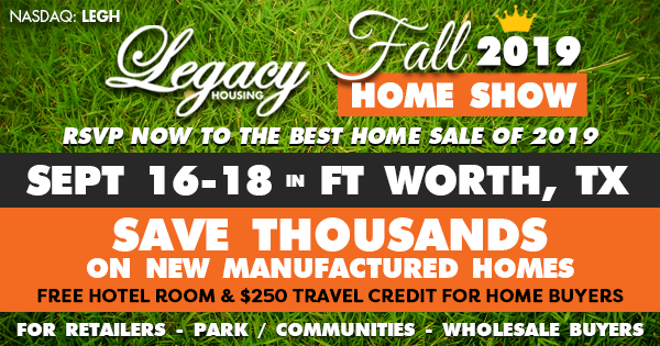 Legacy Himes Fort Worth, Texas this September 16-18 manufactured home sale-B