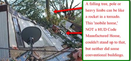 Tornado caused more destruction to conventional construction than to mobile or manufactured homes 5