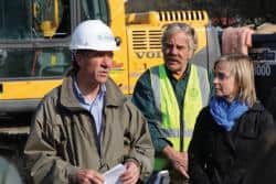 Lt Gov Phil Scott, Richard Wobby and Vermont Housing Comissioner Jan Hollar, photo credit Northfield News