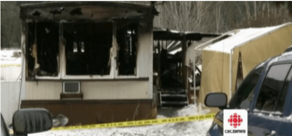 Screen Shot from CBC News Report Showing New Year's Day Fire in BC