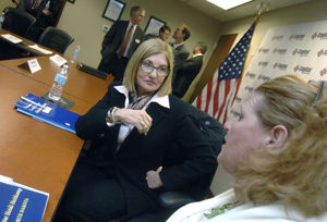 Sen heidi heitkamp d nd and credit union chairwoman debbi matz  bismarcktribune  credit