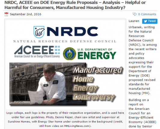 NRDCACEEDOEManufacturedHousingEnergyRule-postedDailyBusinessNewsManufacturedHomeIndustryMHProNews