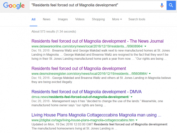 GoogleSearchResultsResidentsFeelForcedOutMagnoliaDevelopment-postedDailyBusinessNewsMHProNews