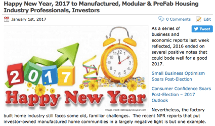 1SundayMorningWeeklyRecapManufacturedHousingIndustryNewsJanuary1st2017toJanuary8th2017-postedtoManufacturedHousingIndustryDailyBusinessNewsMHProNews