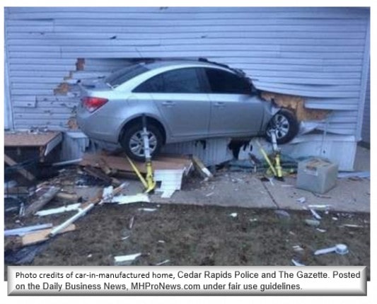 CarFliesIntoManufacturedHomeGazetteCedarRapidsPoliceDailyBusinessNewsMHProNews