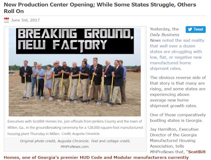 BreakingGroundScotbiltfactoryMillenGAPostedDailyBusinessNewsMHProNews