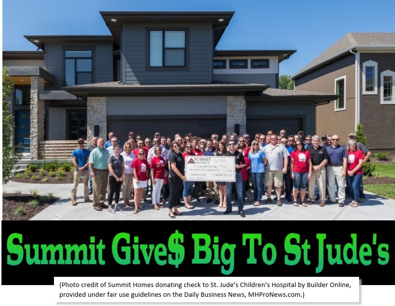 SummitHomesGivesBigStJudeChildrensHospitalJune2017DailyBusinessNewsMHProNews