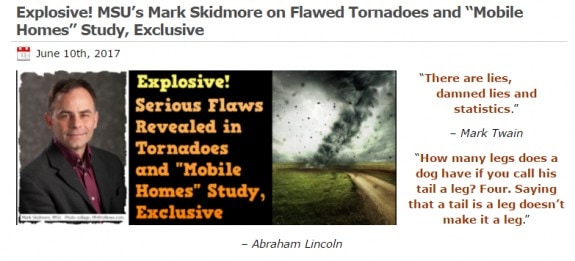 TornadoesManufacturedHomesMobileHOmesMarkSkidmoreMSUTornadoStudyManufacturedHousingIndustryDailyBusinessNewsReportsResearchDataMHProNews