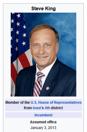 RepSteveKingCreditsWikipediaDailyBusinessNews