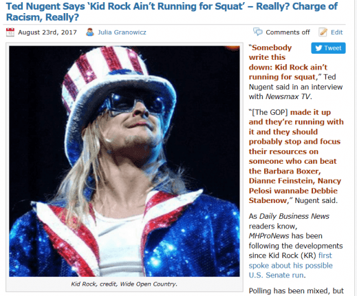 TedNugentKidRockIsntRunningDailyBusinessNewsMHProNews