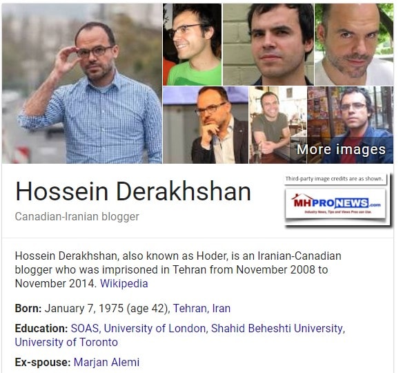 HosseinDerakhshanCanadianIranianBloggerWikipediaManufacturedHOusingIndustryDailyBusinessNewsMHProNews